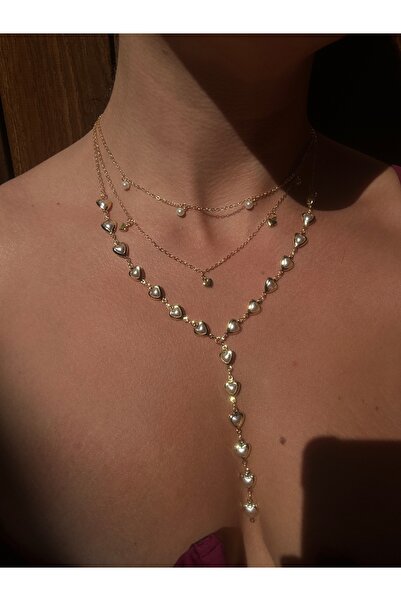 pop up store Kalpli İnci Detay Üçlü Kolye