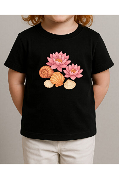 TREND YANKI تي شيرت للبنات (أصداف زهرة اللوتس البحرية مختلطة)