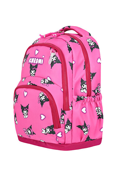 BLACK Kuromi Patterned Triple Children's Primary School Bag (Bag.Thermal Nutrition.Pencil Holder)