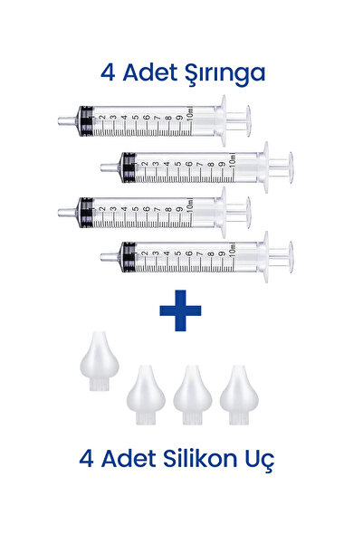 Aura Bebe Bebek Burun Yıkama Şırıngası 4'lü Nazal Aspiratör Şırınga Temizleme Aparatı