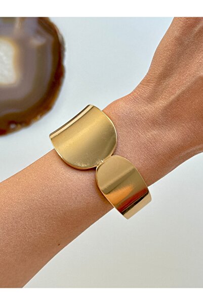 YOUES JEWELRY Steel Thick Handcuff Bracelet Women's Bracelet Unisex Gold Women's Handcuffs