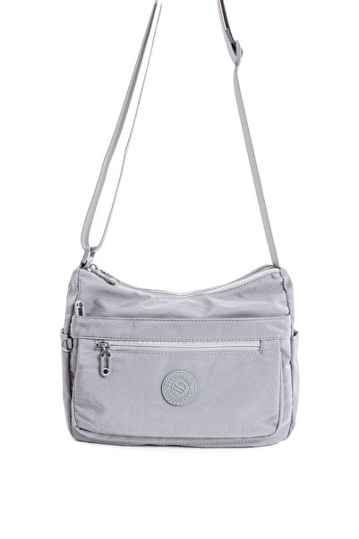VESSARA Women's Multi-Eye Waterproof Crinkle Fabric Light Gray Color Crossbody Shoulder Bag
