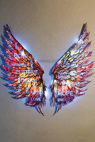 Lucenda Kişiye Özel Yazılı Led Işıklı Tablo Epoksi Cam Tablo Violet Mor Melek Kanadı