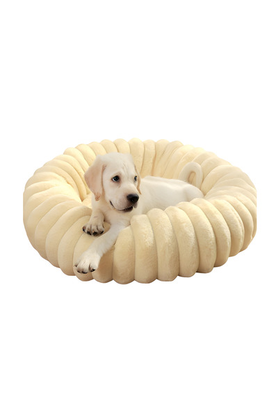 Teno Teno® Pet Bed, padded, soft, fluffy and warm, for dogs and cats, diameter 90 cm, beige