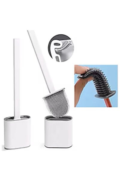 Leony Silicone Hangable Bathroom Toilet Bowl Wc Cleaning Brush and Holder