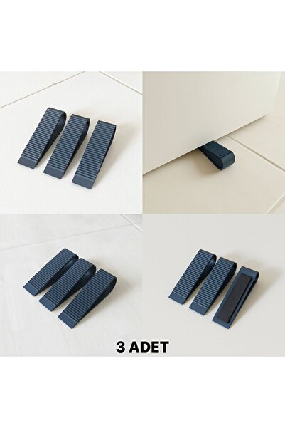 Nebron Kapı Stoperi -3 Adet- (4 CM YÜKSEKLİK) Esnek, Kademeli Kapı Tutucu- Kapı Tutucu Aparat-GRİ-