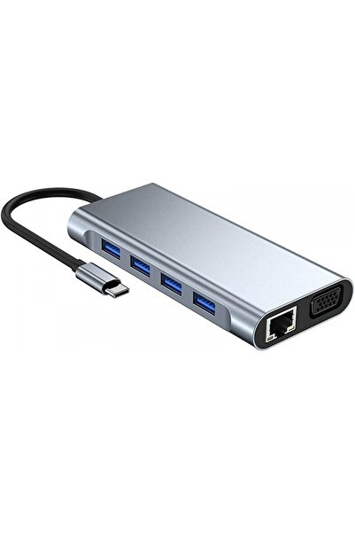 plentiful TYPE-C Hub 11in1 USB C 5 Gbps Docking Station 4K HDMI,VGA,Type C PD,USB3.0,RJ45 Ethernet,S