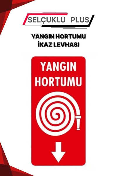 Selçuklu Plus لافتة تحذيرية لخرطوم الحريق مع فوتولومين، مقاس 28.5 × 12 سم، بلاستيك سميك، أحمر وأبيض، سيلكوجيان بلس