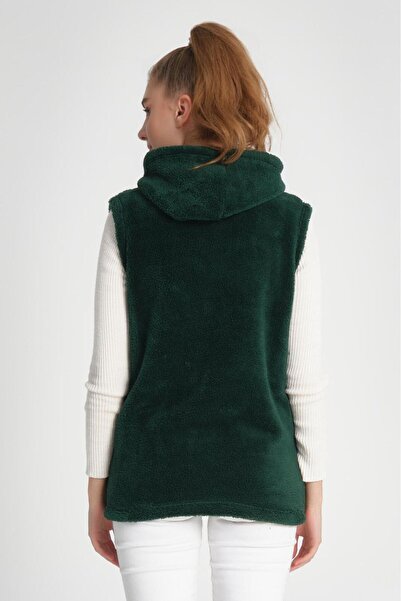 MODA VUSLAT Women's Emerald Green Short Fleece Vest