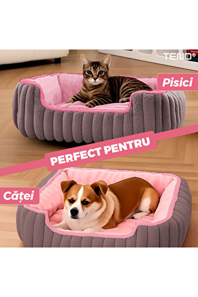 Teno Teno® Pet Bed, padded, soft, fluffy and warm, for dogs and cats, size L, pink