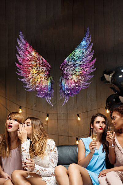 Lucenda Kişiye Özel Yazılı Led Işıklı Tablo Epoksi Cam Tablo Violet Mor Melek Kanadı