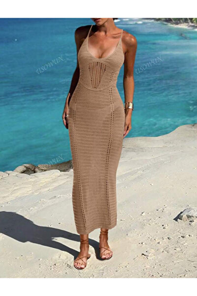 La Saade Desert Muse Crochet Dress-Uzun Örgü Elbise