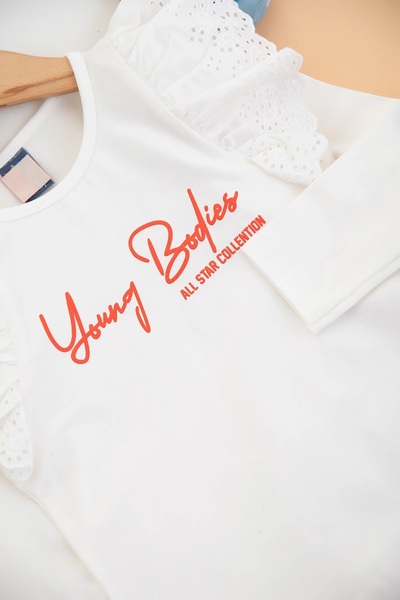 voyyo kids baby Girl's 2-3-4-5-6 Years Old White Blouse and Colored Linen Pants 100% Cotton 2-Piece Top and Bottom Set