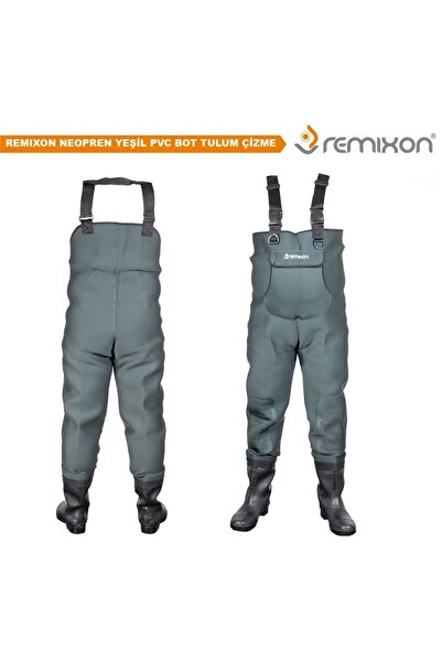 REMIXON Neopren PVC Bot Tulum Çizme YEŞİL-41