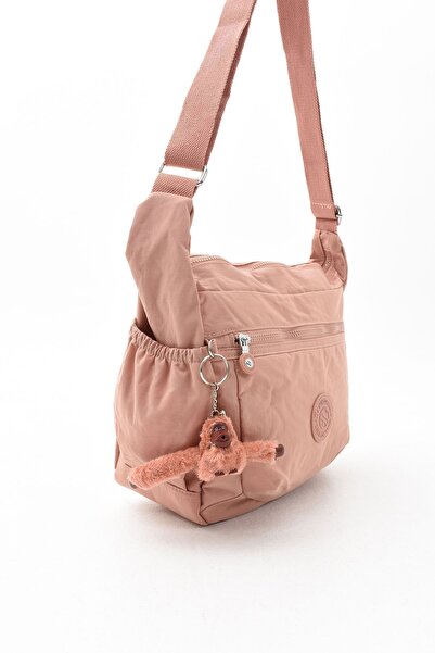 Çanta Trend Unisex Waterproof Pink Colored Crinkle Fabric Crossbody Daily School Travel and Shoulder Bag