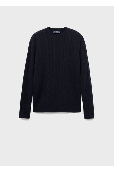 MANGO Man %100 yün örgü desenli kazak