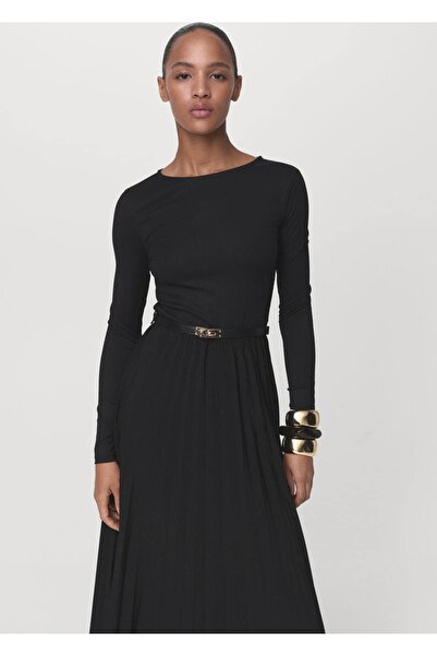 MANGO Woman Belted pleated dress