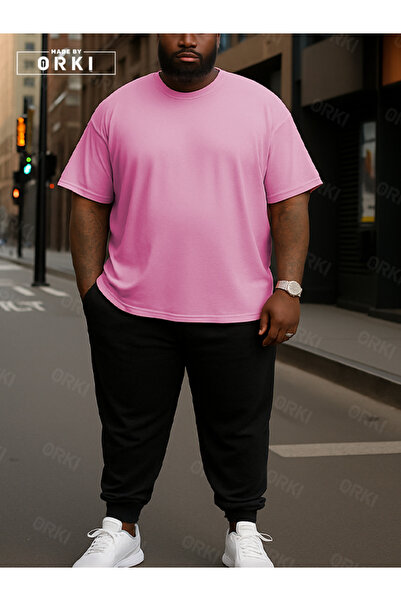 EFFRENATU Power Fit - Plus Size Bright Pink T-Shirt & Black Pants Tracksuit Set
