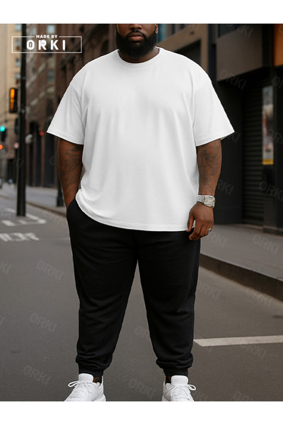 EFFRENATU Power Fit - Oversized White T-Shirt & Black Pants Tracksuit Set