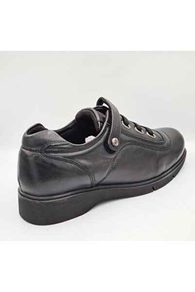 Mammamia D25Ka-3530 Black Genuine Leather Women's Daily Casual Shoes