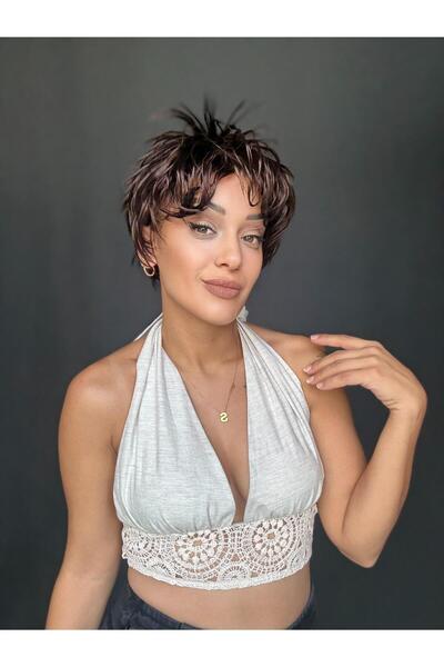 Suzan Peruk Kısa Model Peri kesim Medikal peruk-Ense kısmı ayarlanabilir her ...
