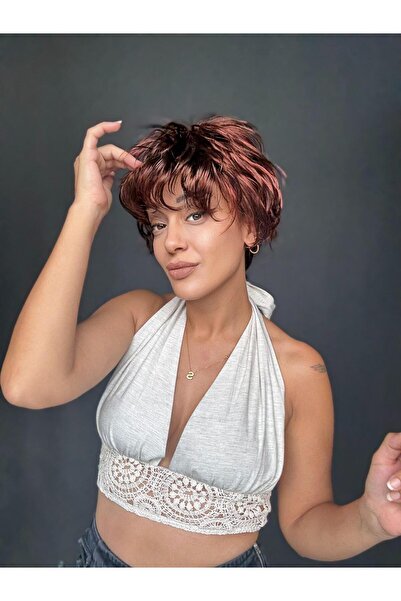 Suzan Peruk Kısa Model Peri kesim Medikal peruk-Ense kısmı ayarlanabilir her ...