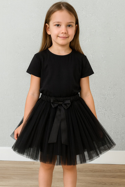FATELLA Girl's Black Tutu Skirt with Bow Detail Performance Skirt October 29 ...