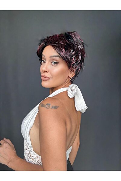 Suzan Peruk Kısa Model Peri kesim Medikal peruk-Ense kısmı ayarlanabilir her ...