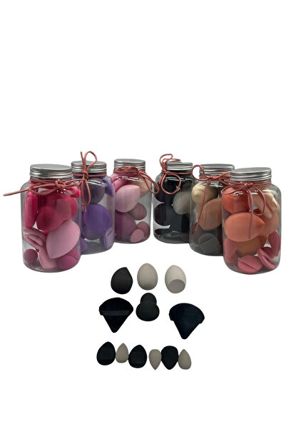 SETBEAUTY Makyaj Süngeri Seti Özel Kavanoz Kutulu 12 Parça