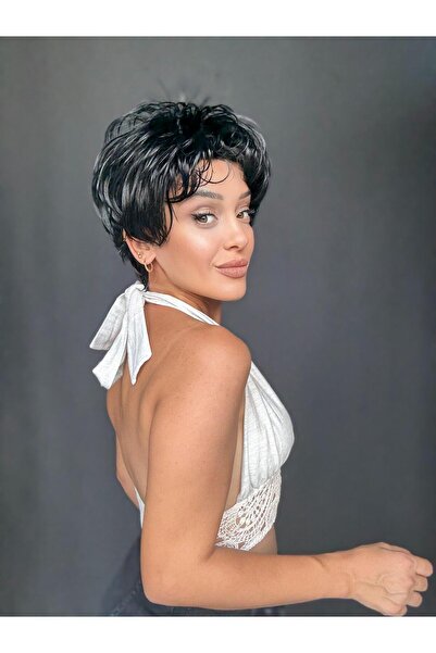 Suzan Peruk Kısa Model Peri kesim Medikal peruk-Ense kısmı ayarlanabilir her ...