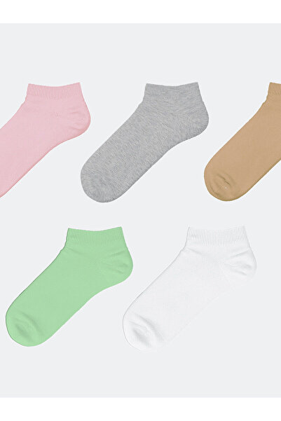 LC Waikiki Green Women's Plain Booties Socks 5-Pack