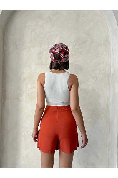 Ekince Καπάκι δύο κουμπιών σορτς φούστα κρέμα s24046