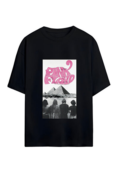 GraffTee تي شيرت بينك فلويد للجنسين من القطن كبير الحجم