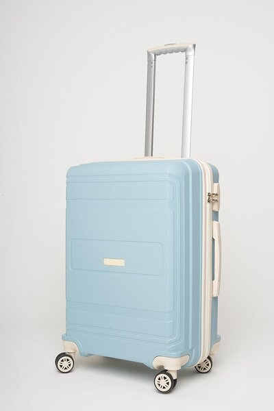 Travel POLO 2'li Valiz Seti (Orta Büyük) Kırılmaz Bebe Mavi Krem 1017