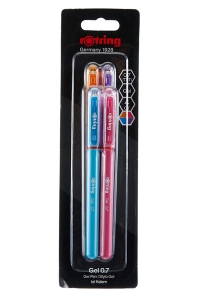 Rotring Jel Mürekkepli Tükenmez Kalem 4'lü, Canlı Renkler