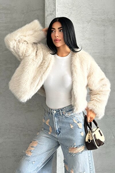 sinemkivanc co Γυναικείο κοντό μαλακό γούνινο μπουφάν υψηλής ποιότητας