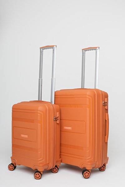 Travel POLO 2'li Valiz Seti (Küçük Orta) Kırılmaz Hardal 1017