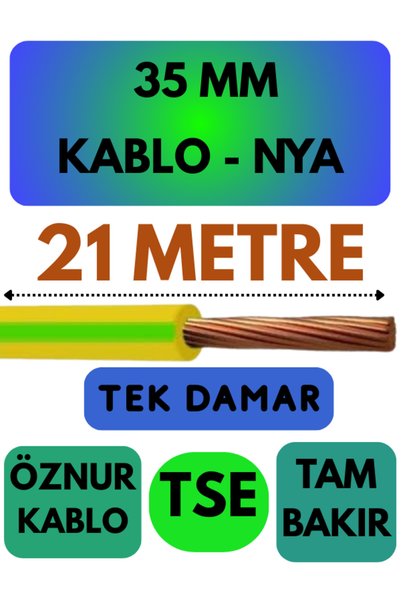 Avarson Öznur 35 MM NYA Kablo Metre Seçenekli (Sarı-Yeşil) 21 METRE