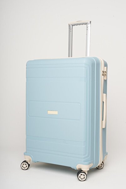 Travel POLO 2'li Valiz Seti (Orta Büyük) Kırılmaz Bebe Mavi Krem 1017