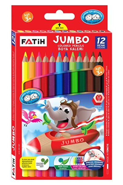 Fatih Jumbo Crayons 12 Colors Full Size Fa33340Kb12Rtb