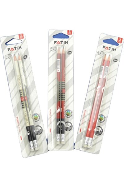 Fatih Cumhuriyetin 100. Yılı Özel Seri 2b Silgili Yuvarlak Kurşun Kalem 2li Blister (91985) (3 Blist