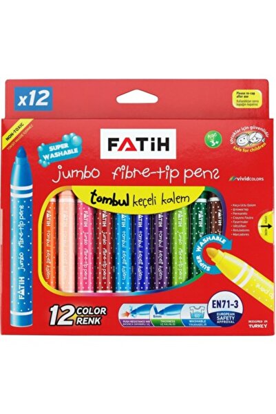 Fatih Jumbo Tombul Keçeli Kalem 12 Li Yıkanabilir 1 Adet Keçeli Kalem 12 Renk...