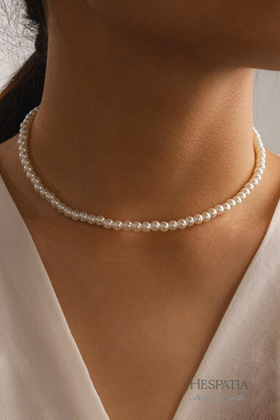 hespatia Zarif İnci Detaylı Choker Kadın Kolye – Şık & Klasik Tasarım