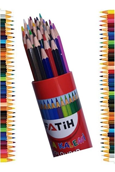 Fatih 24 Lü Kuru Boya Teneke Kutulu 1 Adet 24 Renk Boya Kalemi Metal Kutuda K...