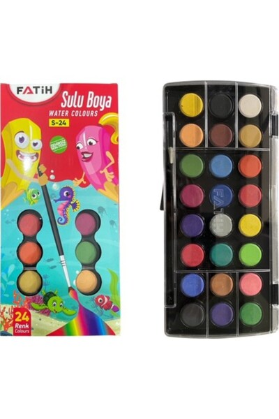 Fatih Suluboya 24 Renk Fırça Hediyeli