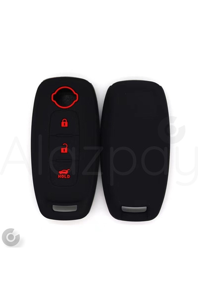 Alazpay Husă pentru chei din silicon Nissan Qashqai Trail Juke (negru roșu - ...