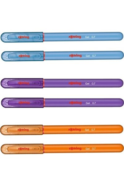 Rotring Jel Mürekkepli Tükenmez Kalem Turuncu Mor Açık Mavi 6'lı