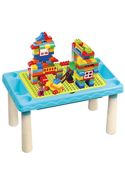 SOLTOY Masuta educativa de desenat si construit 3 in 1 SOLTOY®, cu cuburi de construit, 60 de piese