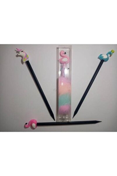 Fatih Tüylü 6lı Tükenmez 3 Adet Süslü Kurşun Kalem