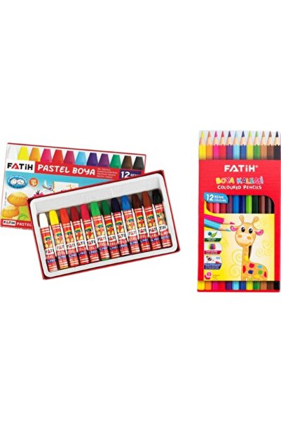 Fatih Kuru Boya 12 Renk Tam Boy ve Pastel Boya 12 Li